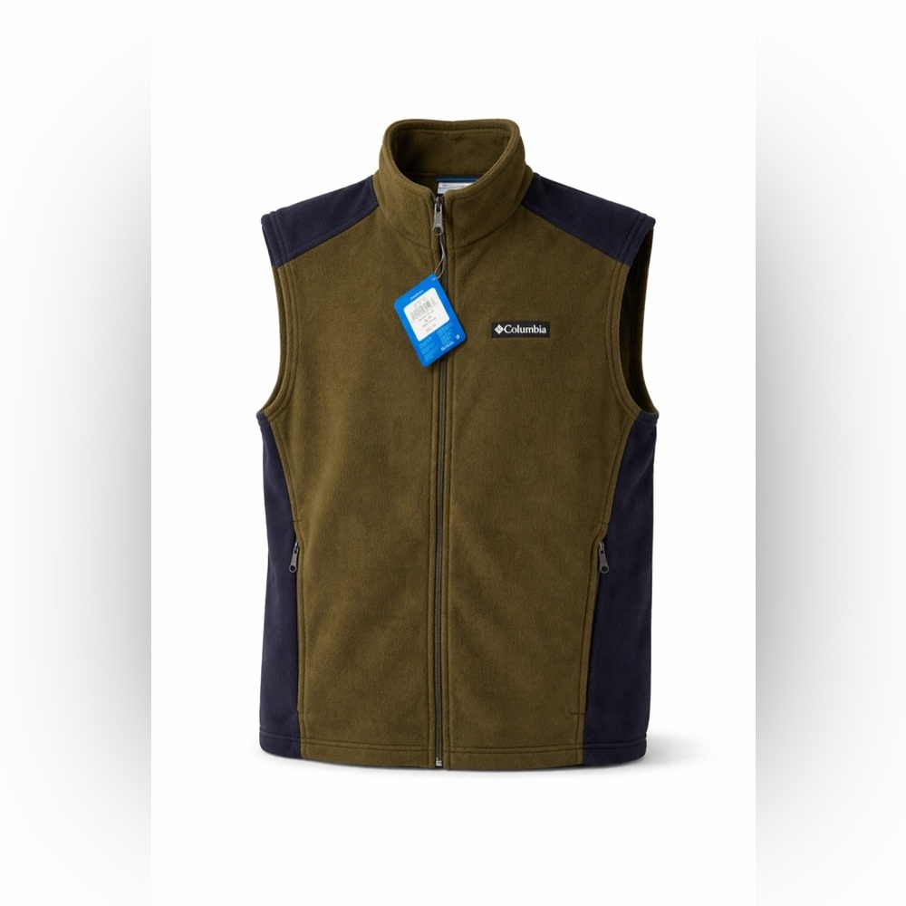 Columbia Men’s Fleece Vest Olive Green Black Size Small NWT Full Zip